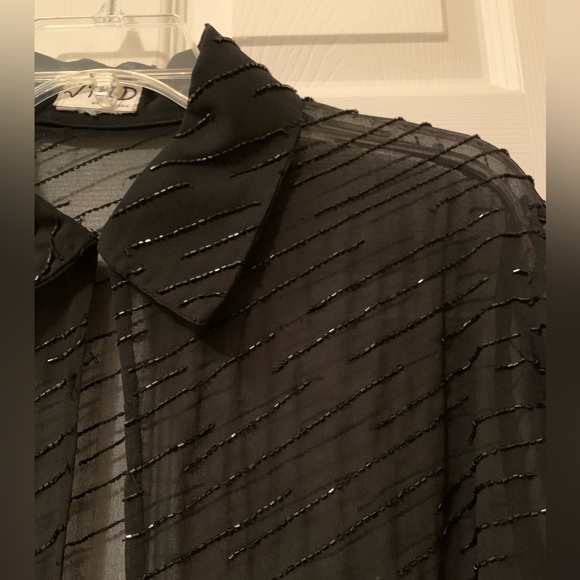 Black Beaded Chiffon Plus Blouse - Picture 3 of 3